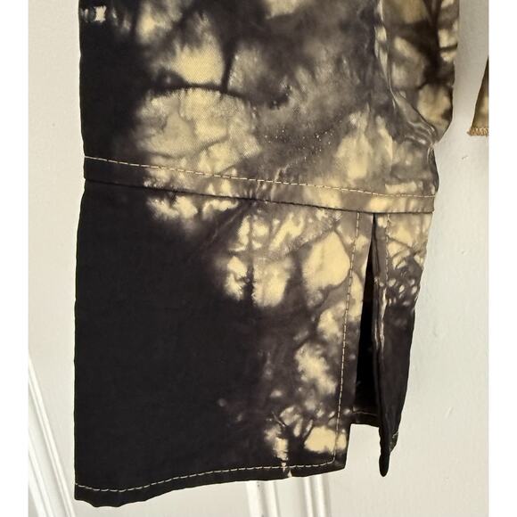 Design Todays Small Jacket Black Tan Tie Dye Wire Ruffle Collar Art Big Button - Picture 5 of 11